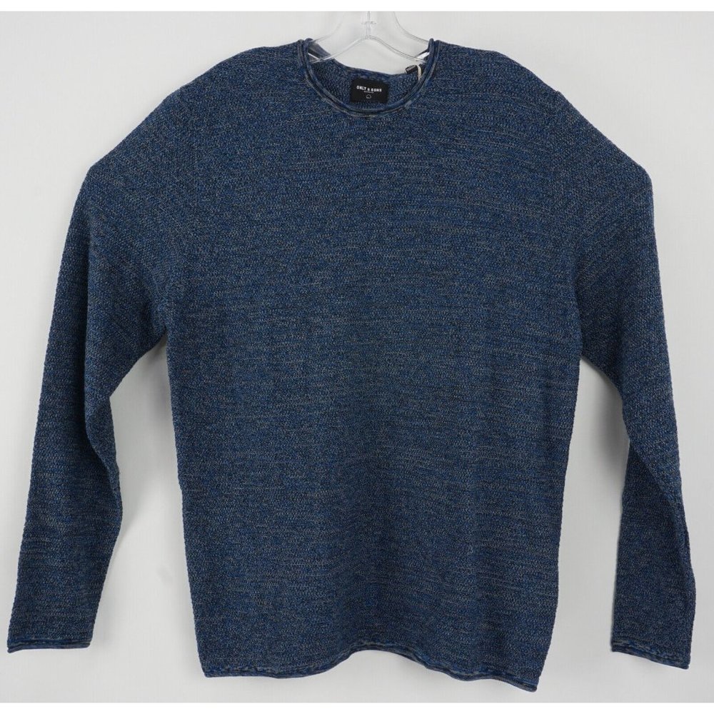 New Only &‎ Sons Wictor 12 Structure Crew Men's 2XL Imperial Blue Cotton Sweater